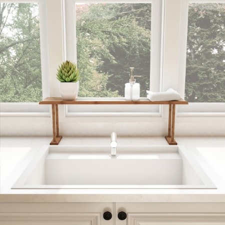 Hastings Home Bamboo Sink Shelf Countertop Organizer for Kitchen, Bathroom, Bedroom, Office, Space Saving Storage 587765EOV